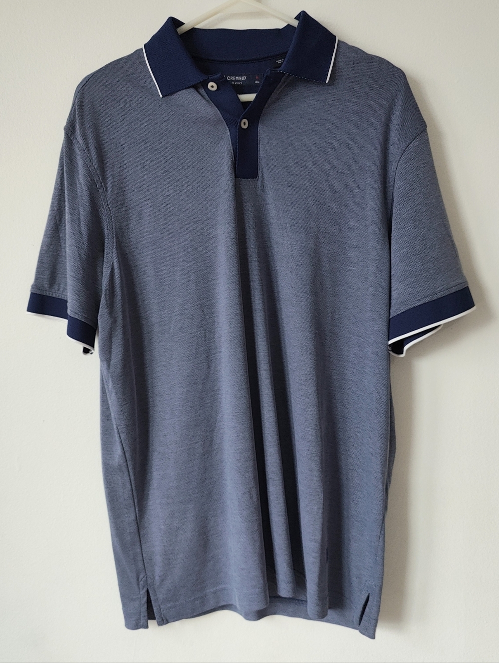 Cremieux Polo Shirt Men's M Medium Dark Blue Classic Pima Cotton Blend Golf Prep